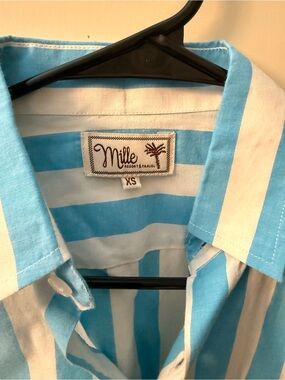 Mille Striped Button-Down Shirt in Light Blue & White